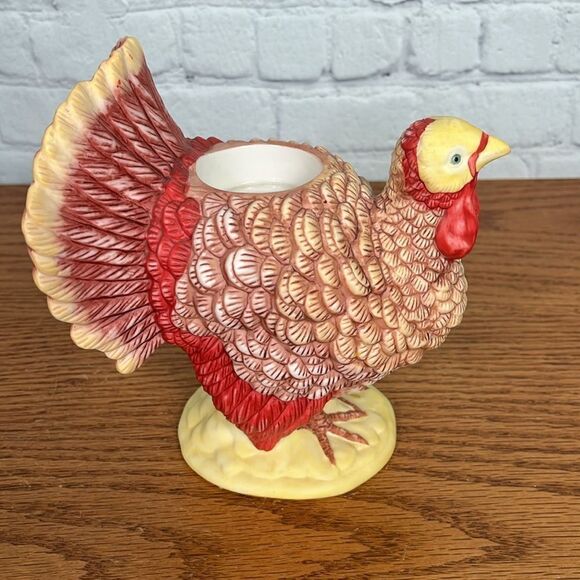 PartyLite Ceramic Turkey Candle Holder Thanksgiving Taper OR Tea light HTF! - Picture 4 of 6